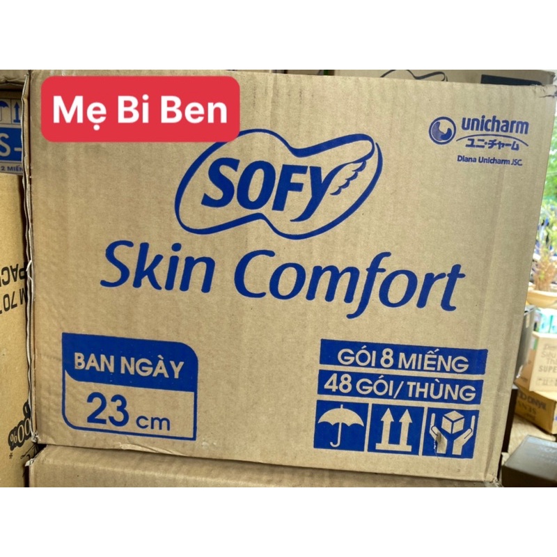 [Chính Hãng] Thùng 48 gói Băng vệ sinh siêu êm thoáng Sofy Skin Comfort 23cm cánh gói 08 miếng