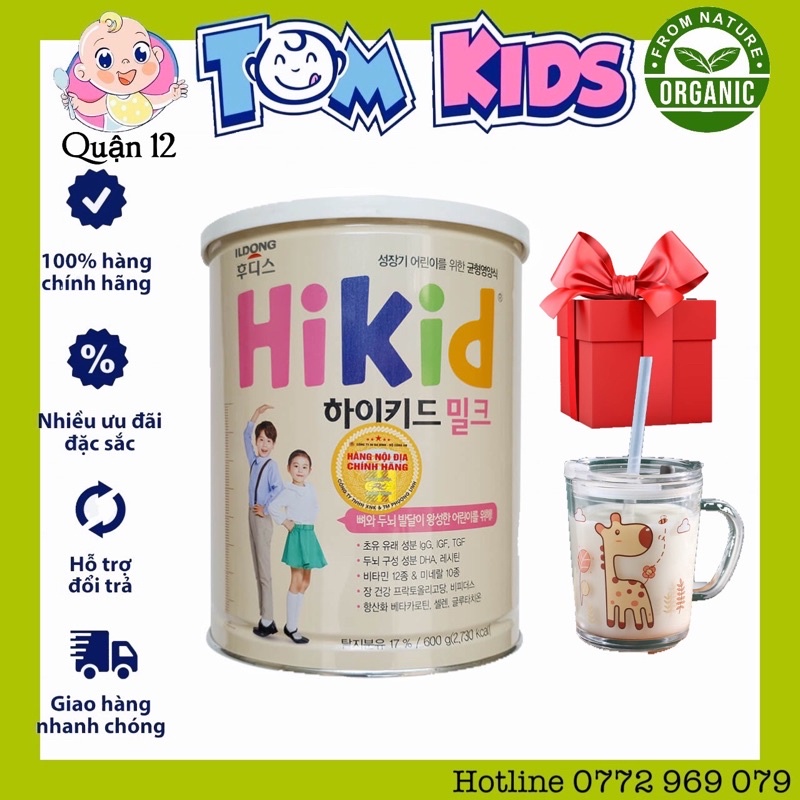Sữa Bột Hikid tăng chiều cao cân nặng cho bé từ 1 tuổi hộp 600g Date 06/2023