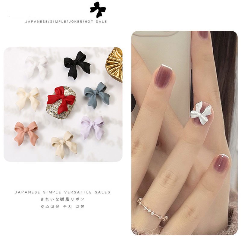 Set 50 Phụ Kiện Trang Trí Móng Tay Hình Nơ Dễ Thương