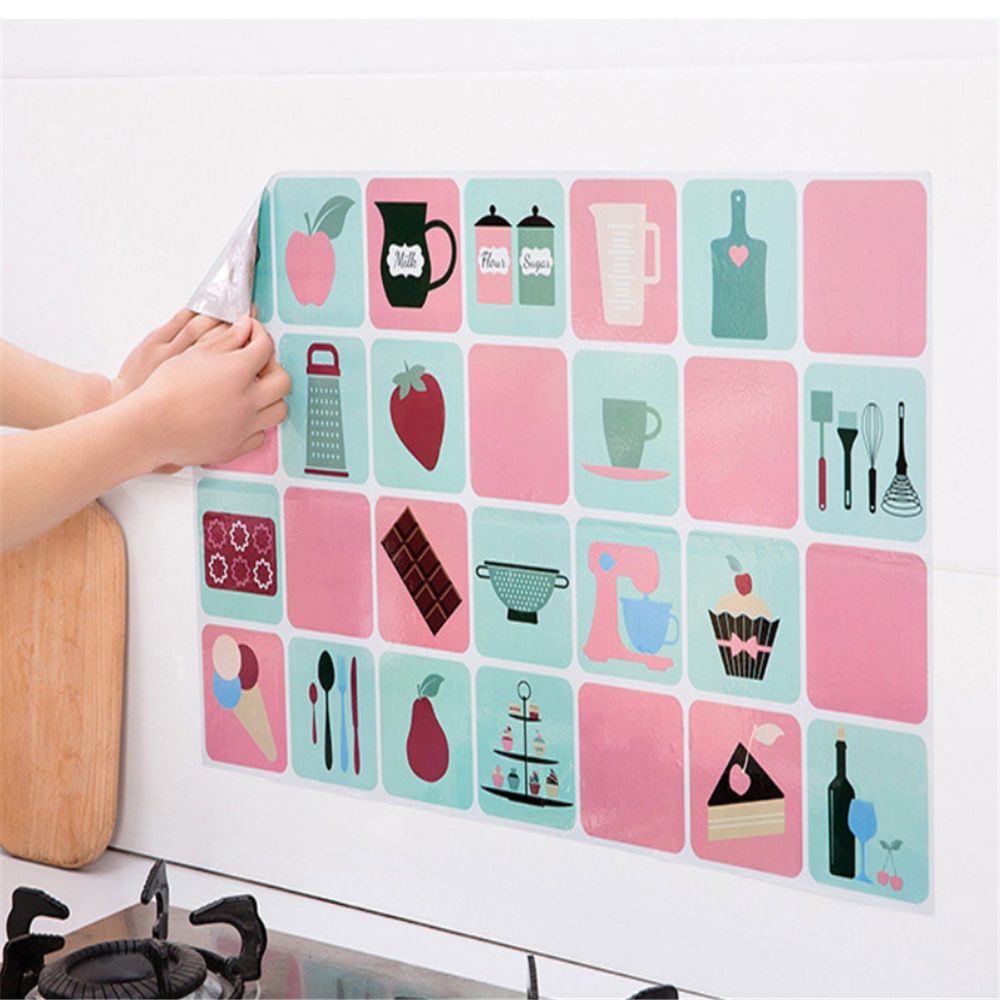 CONOPERY Giấy dán tường lá nhôm chống dầu chịu nhiệt độ cao chống thấm nước có thể tháo gỡ dùng trang trí nhà bếp