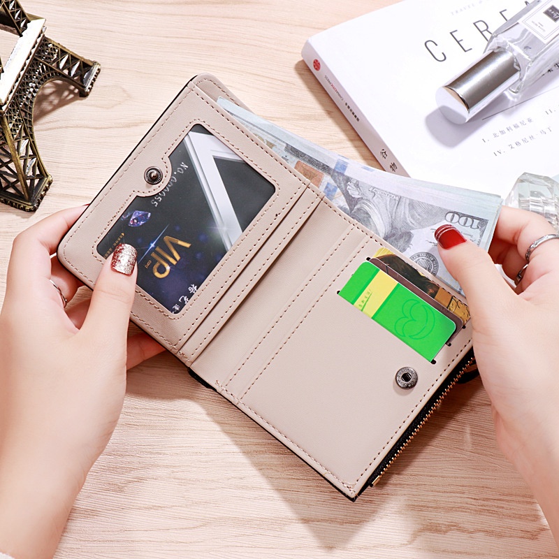 Ví da mini thêu hình bông hoa xinh xắn