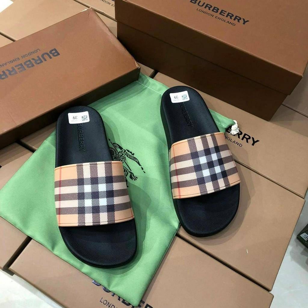Dép Nam Nữ BBR , Dép burberry đế cao su đúc bền đẹp đi êm chân thời trang trẻ hot trend 2023