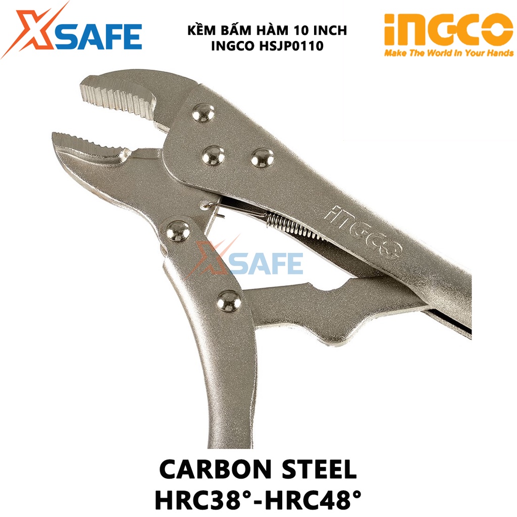 Kìm bấm hàm INGCO HSJP0110 Kềm bấm chết size 10 inch, thép Cr-V mạ Niken siêu bền