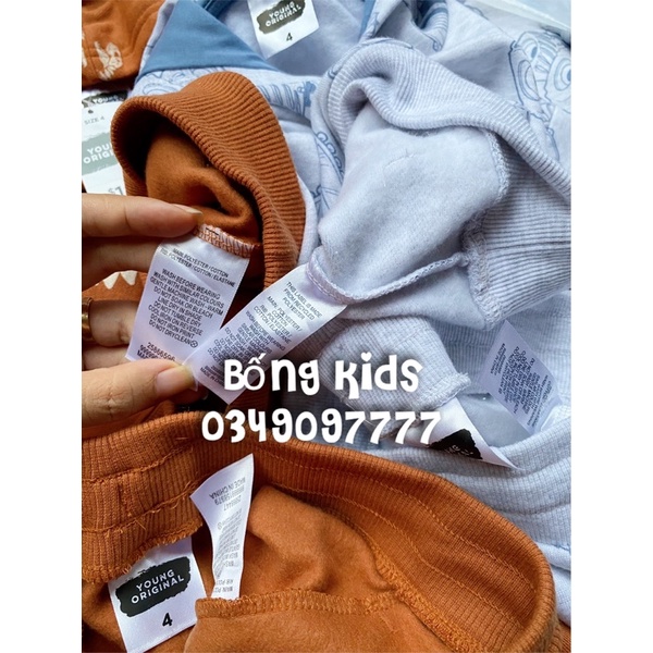 Bộ Nỉ Hoodie Bé Trai In Hình Young Original
