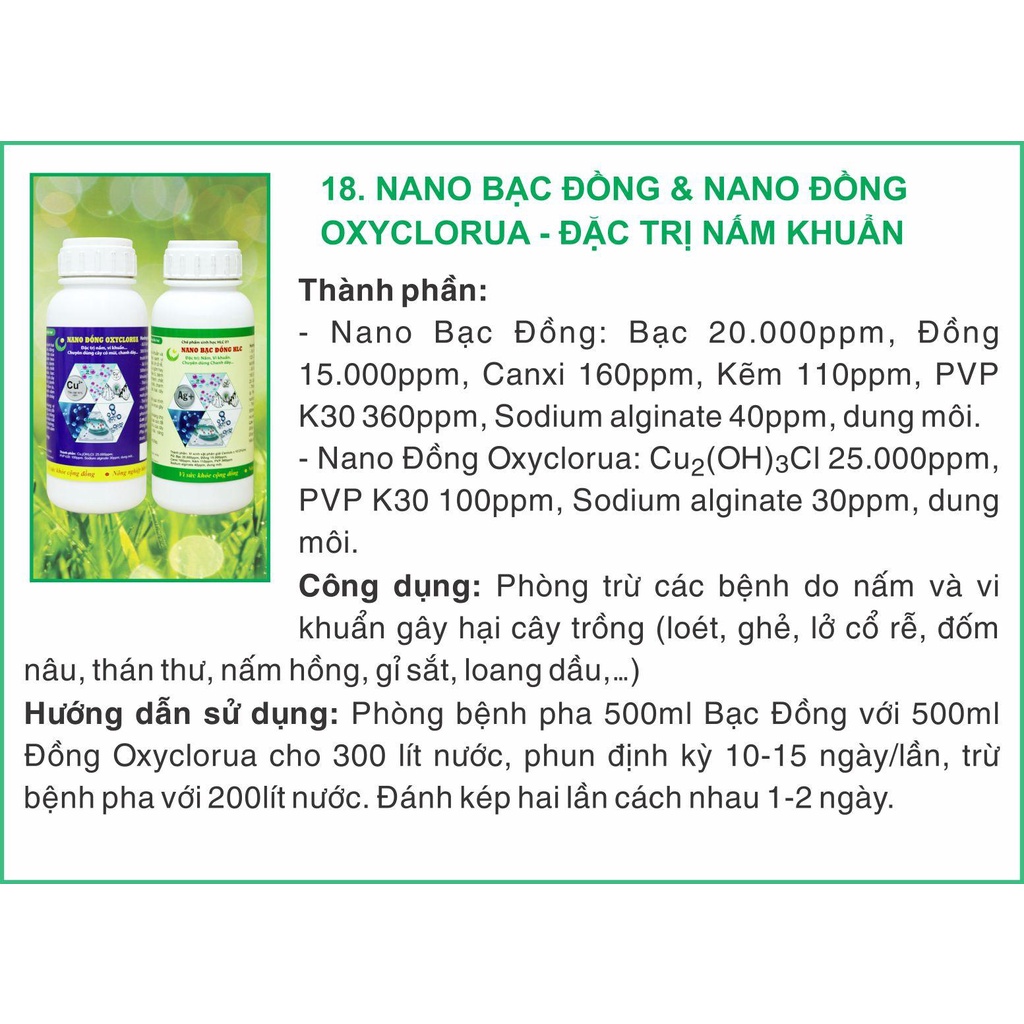 CẶP NANO BẠC ĐỒNG VÀ NANO ĐỒNG OXY HLC. Đánh bay nấm khuẩn.