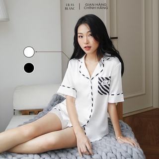 Pyjama Lụa Nữ Cao Cấp LILAS BLANC Mùa Hè Họa Tiết Mèo Dễ Thương