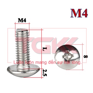 Bulong chỏm cầu to inox 201 M4
