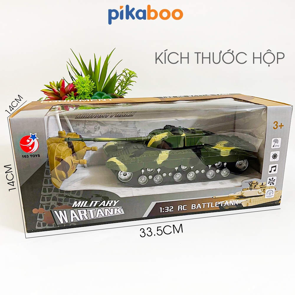 Xe tăng điều khiển từ xa Pikaboo, có đèn và nhạc, màu dằn di bộ đội khỏe khoắn, chất liệu đã được kiểm định an toàn