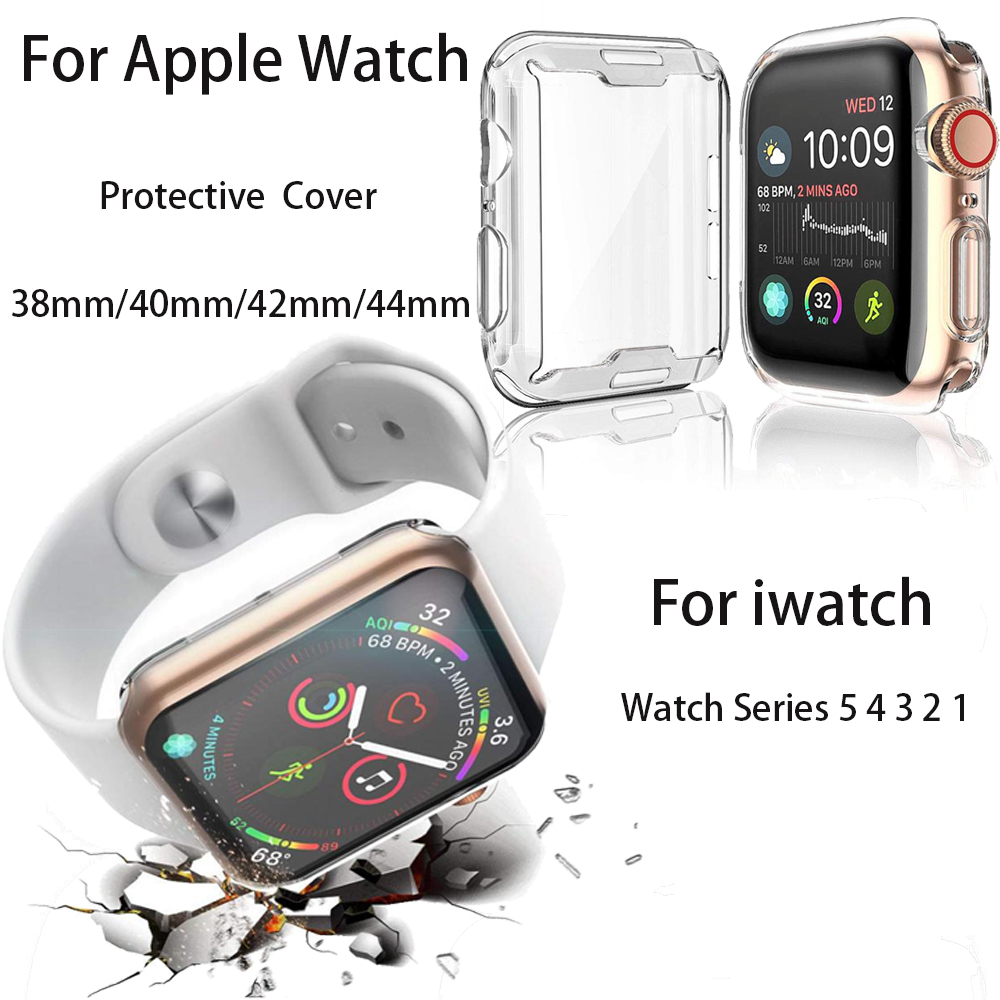 Ốp bảo vệ đồng hồ thông minh bằng TPU trong suốt dành cho Apple Watch Series 7 6 SE 5 4 45mm 41mm 40mm 44mm