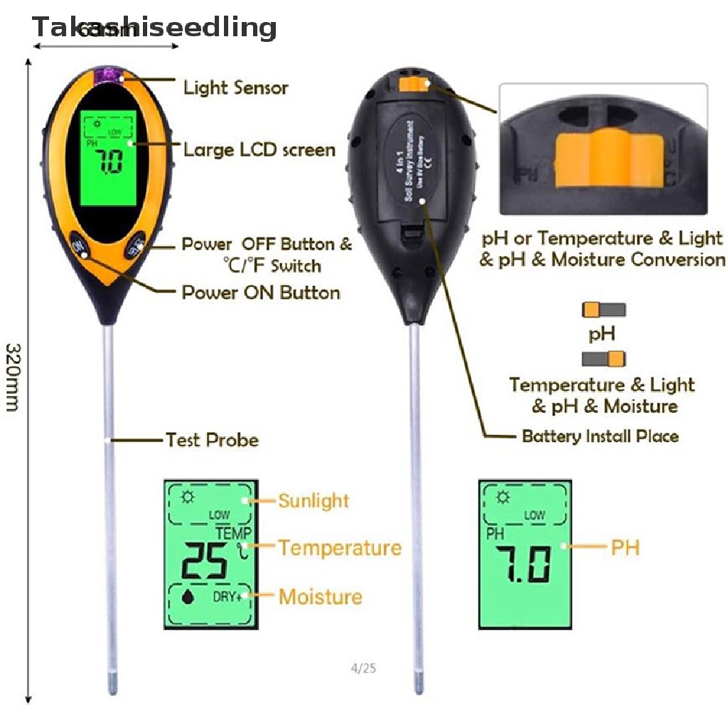 Thiết bị đo độ ẩm/ độ pH đất 4 trong 1