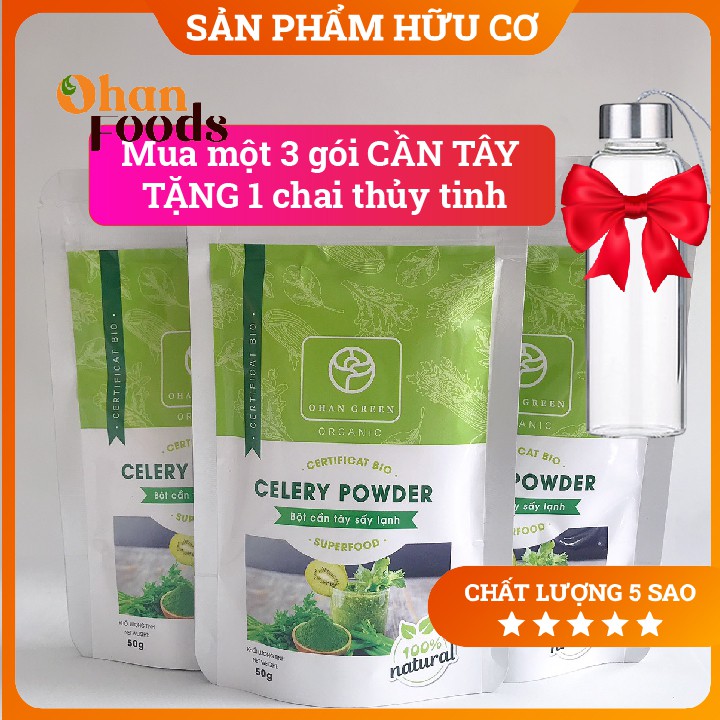 Bột Cần Tây Cao Cấp,Nguyên Chất OhanGreen 100% Giảm Béo Giảm Mụn Đẹp Da 50gram,1 Lộ Trình 2 Gói,Mua 2 tặg 1 Thìa Gỗ