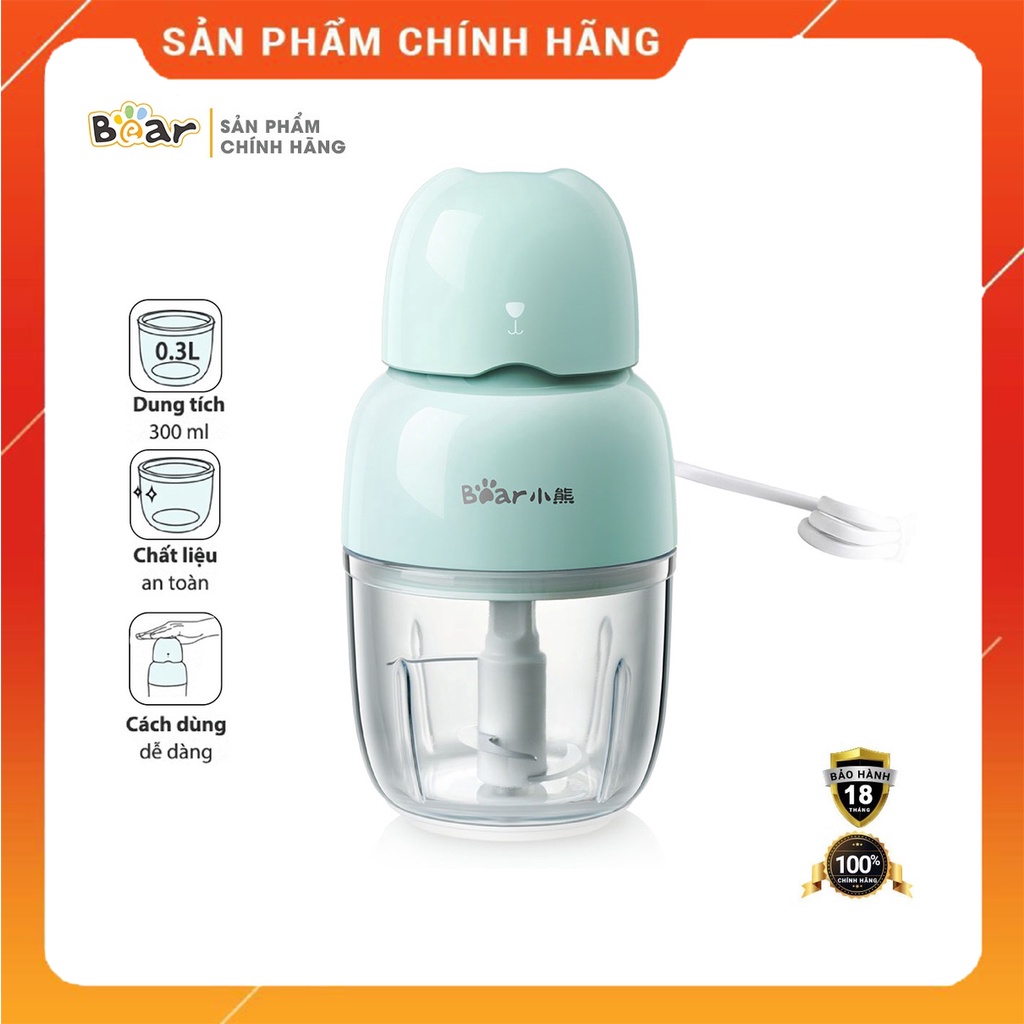 [Bear Chính Hãng]Máy xay ăn dặm Bear 0.3L QSJ-B01P1 màu xanh nhạt có công suất 120W, dung tích 300ml, nhỏ gọn tiện dụng.