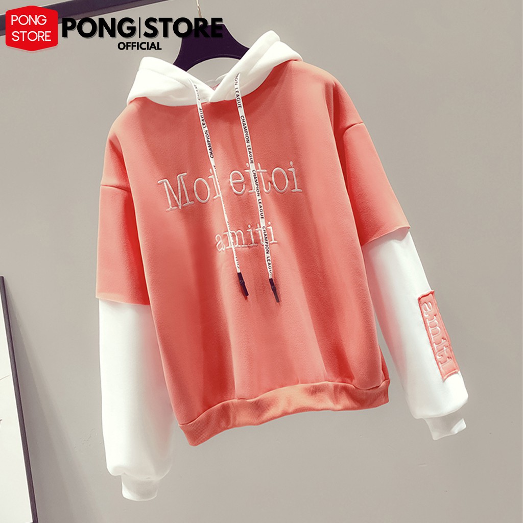 Áo hoodie nữ form rộng phối màu phong cách hàn quốc SMITI, áo khoác hoodie nỉ dáng rộng thoải mái