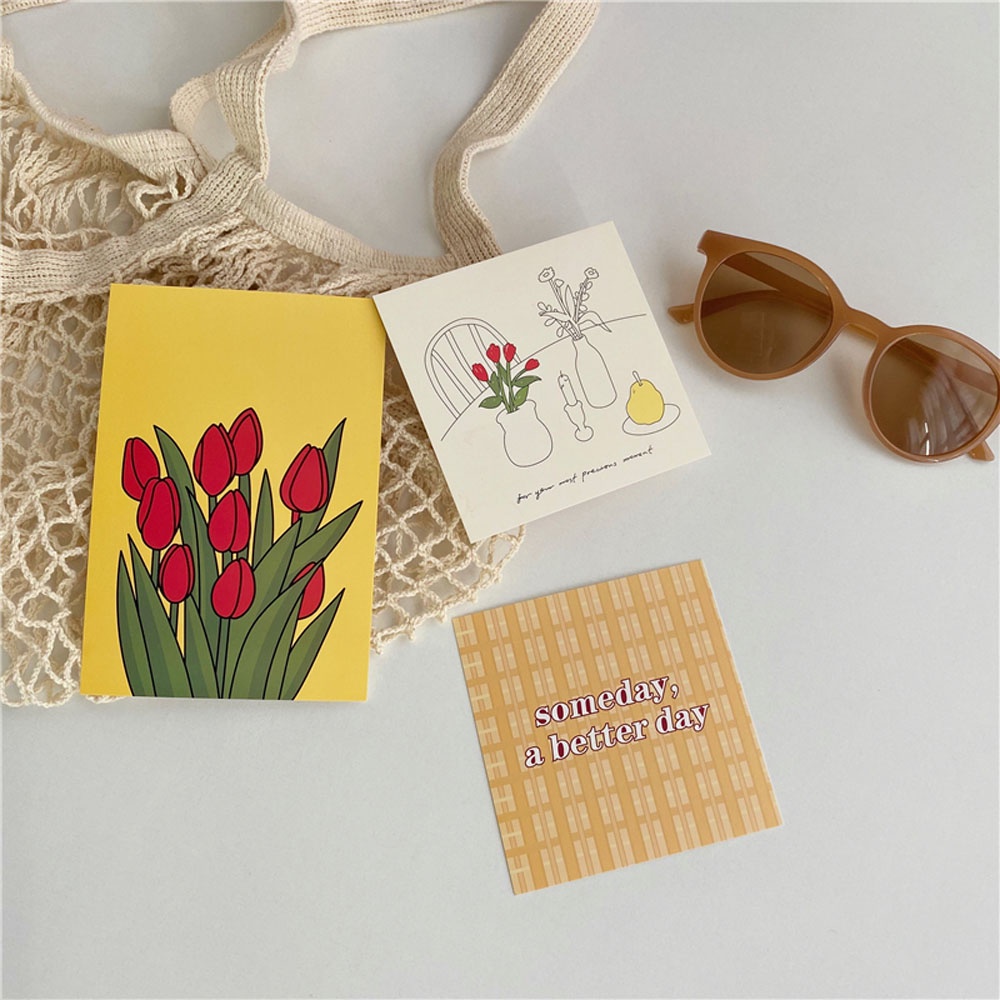 Bộ 13 tấm thẻ dán tường hình hoa tulip màu sắc dùng trang trí độc đáo