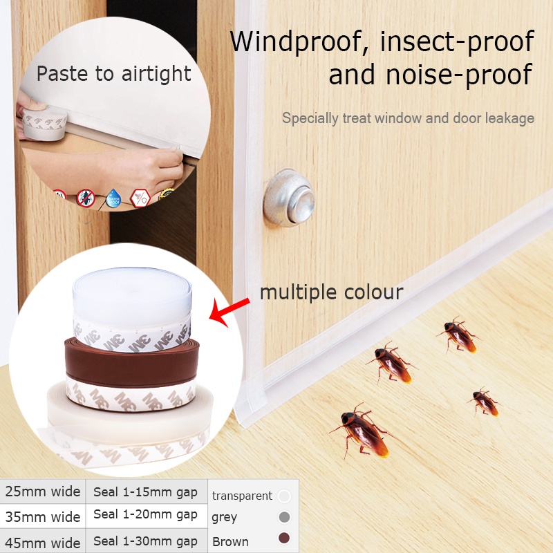 Cuộn băng dán viền cửa kính 5m/1m cách âm chống gió tiện dụng