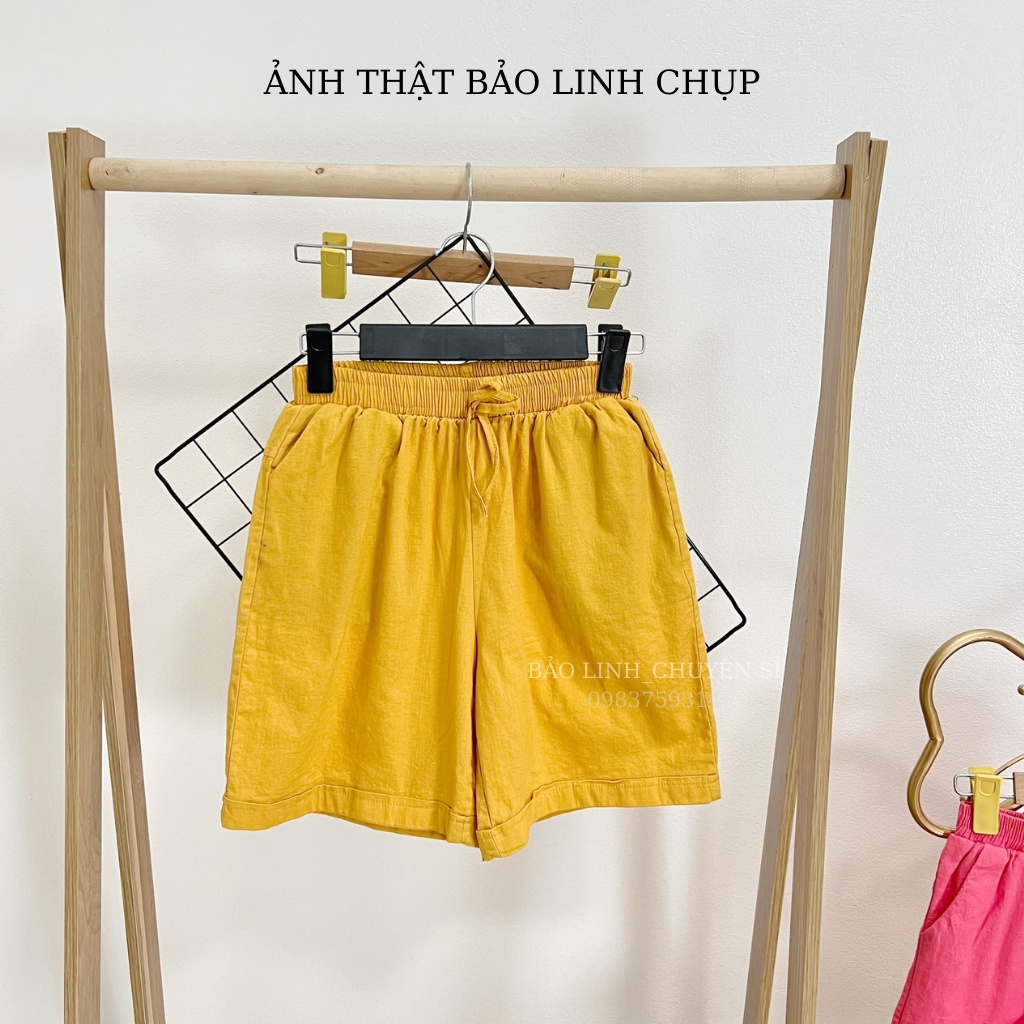 Quần Đùi Thô Bảo Linh Lưng Thun Mặc Nhà Đi Biển, Quần Short Nữ Cạp Cao Nhiều Màu