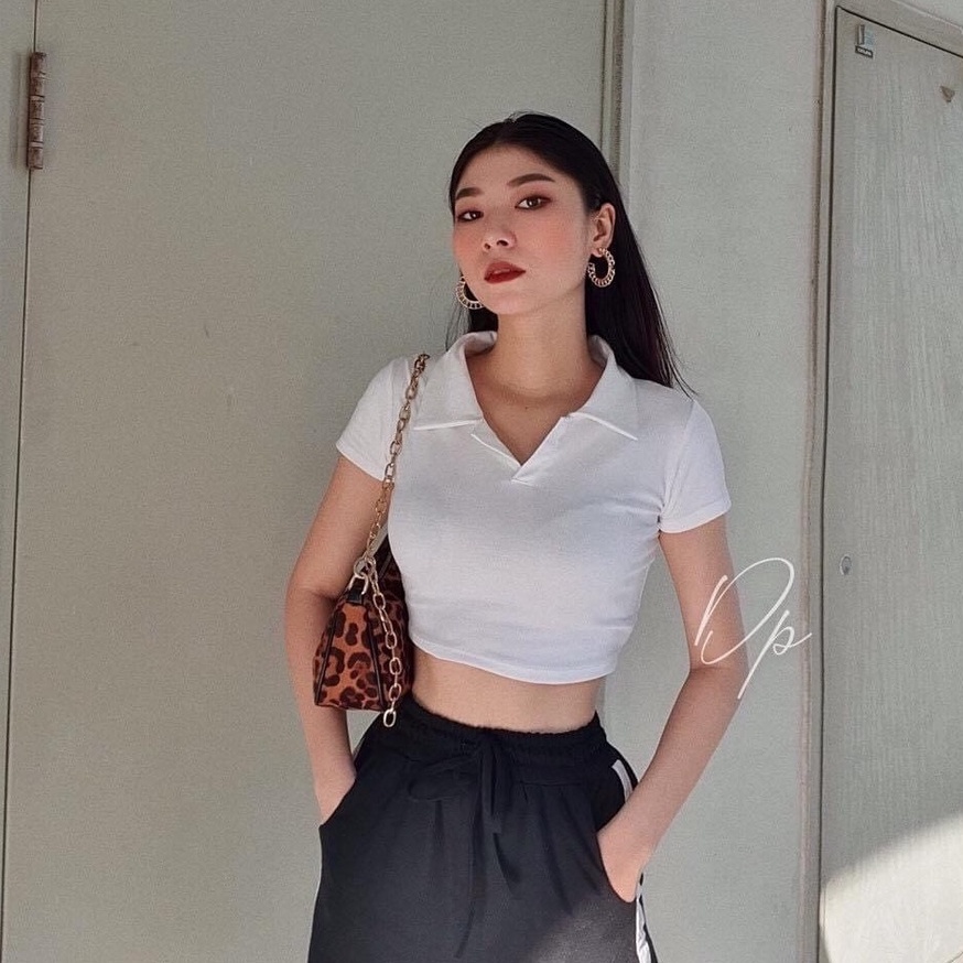 Áo polo croptop trơn HARIQUEEN