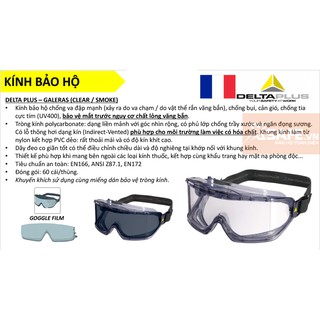 KÍNH BẢO HỘ CHỐNG BỤI CHỐNG HÓA CHẤT DELTAPLUS GALERAS
