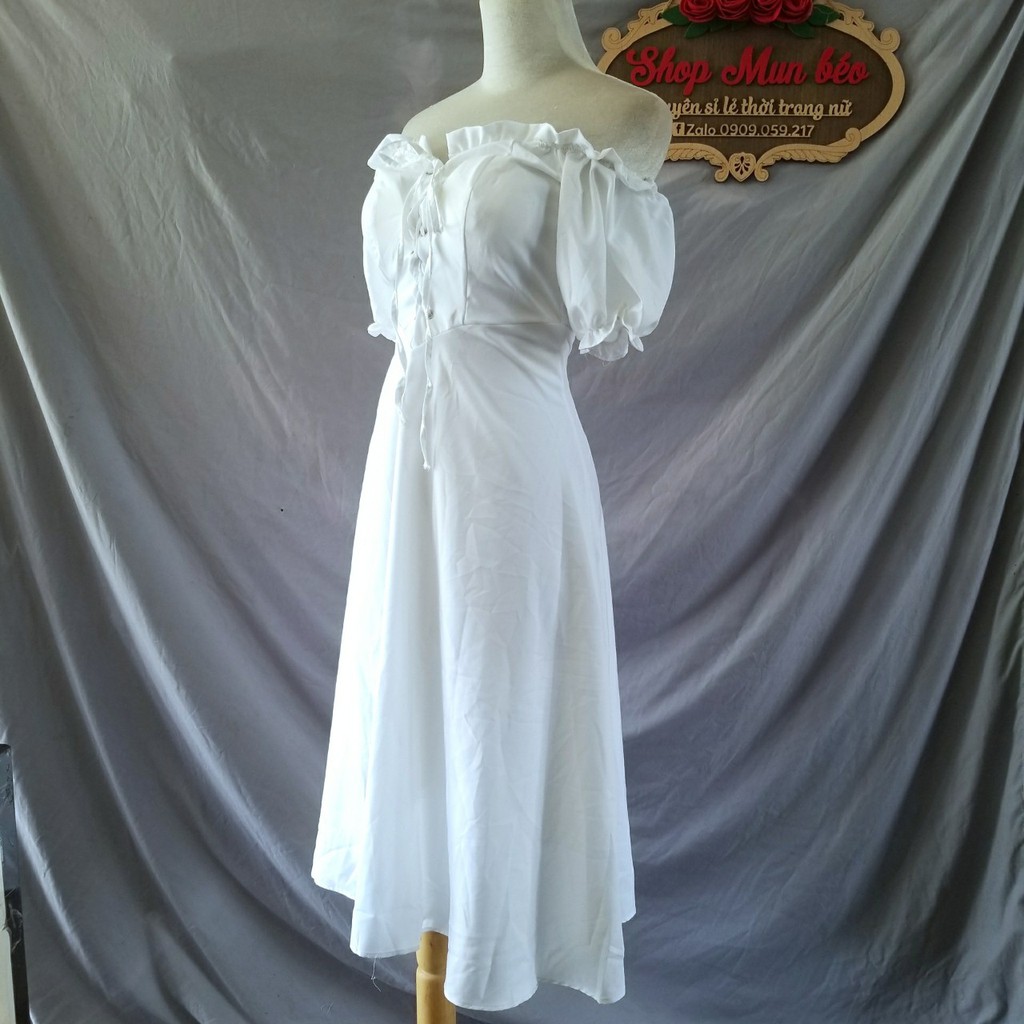 [Mã WASTMAY giảm 15% tối đa 30K đơn 150K] (VIDEO+HÌNH THẬT) Đầm Xòe Trễ Vai Dây Rút Có Mút Ngực | BigBuy360 - bigbuy360.vn