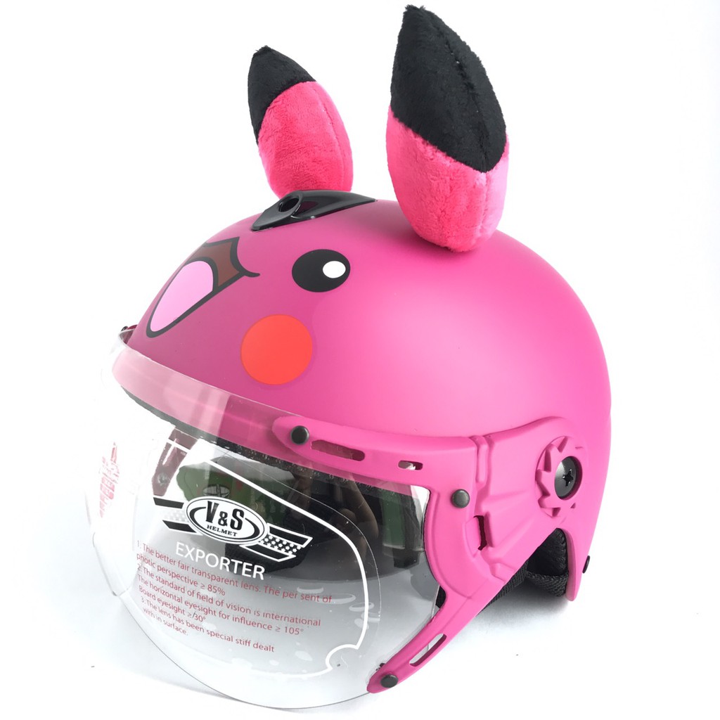 Mũ bảo hiểm trẻ em có kính V&amp;S Helmet Pikachu hồng nhám - VS103KS