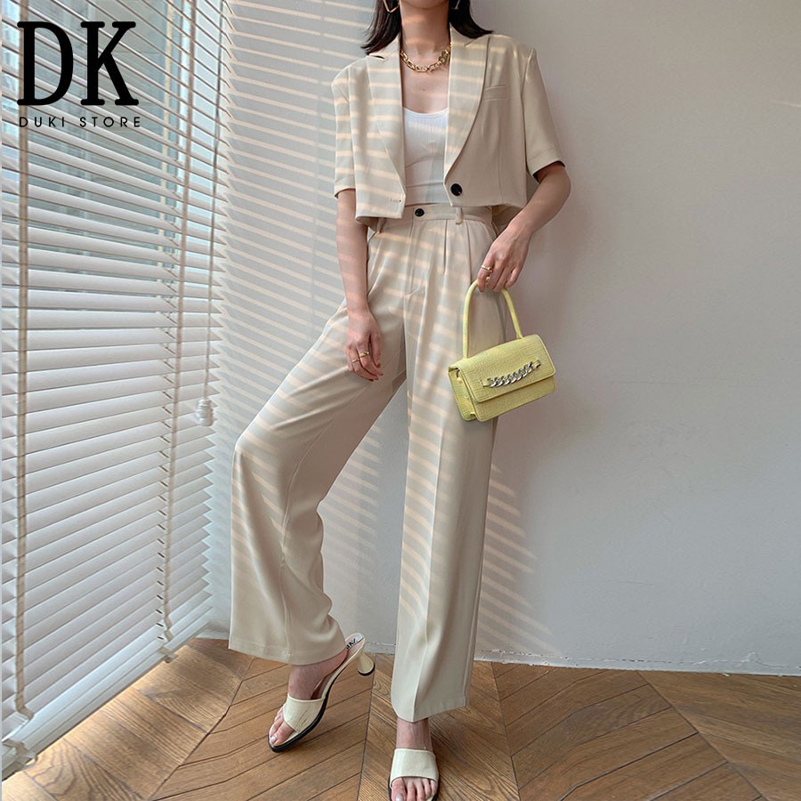 Áo khoác blazer, áo vest blazer nữ dáng lửng màu trắng đậu cực xinh - DUKI STORE