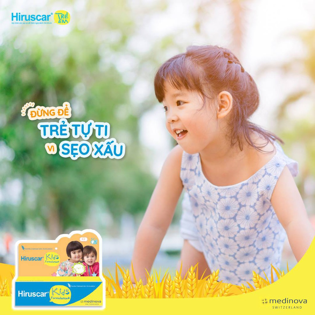 HIRUSCAR KIDS [Tuýp 5g] - Gel bôi sẹo và vết thâm, ngứa do côn trùng cắn [Hiruscar Kid, Hirusca]