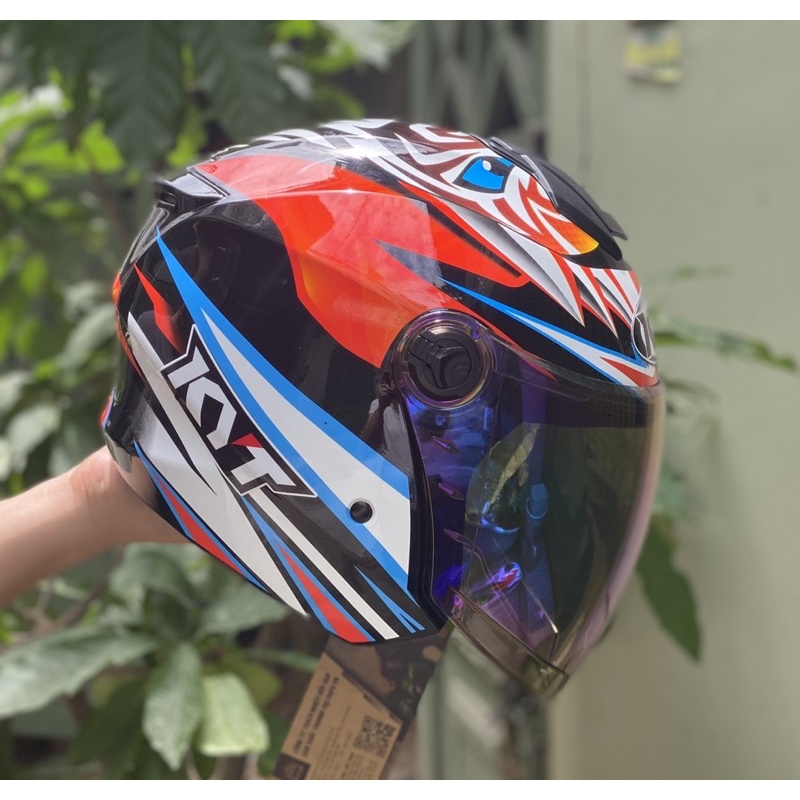 MŨ BẢO HIỂM 3/4 1 KÍNH XH01 TEM TIGER BASSANI CỰC ĐẸP , TẶNG LOGO KYT VÀ BH 12 THÁNG