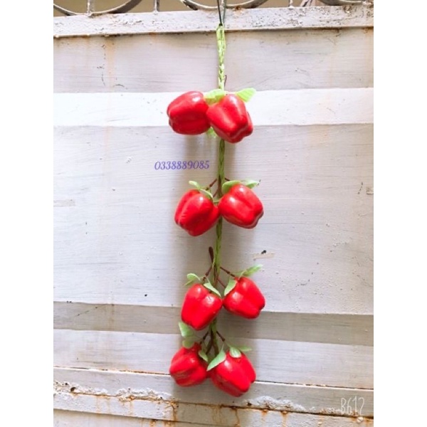 Hàng cao cấp 50 cm dây hành , tổ , ớt , lạc… ngô giả y thạta trang trí quán ăn nhà bếp