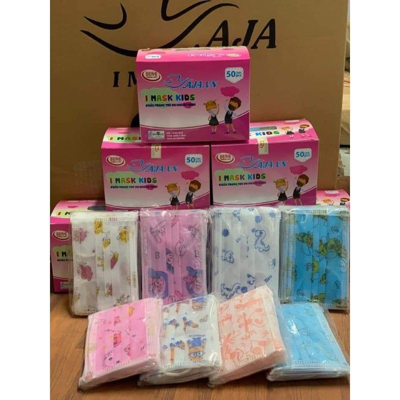Khẩu trang y tế trẻ em AJA KIDS MASK hoạ tiết hộp 50 chiếc