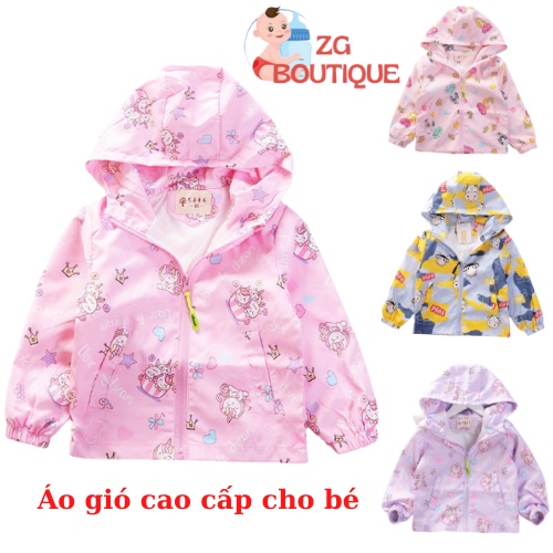 Áo khoác gió mùa đông cho bé trai bé gái họa tiết siêu nhân, ngựa pony, elsa, mèo kitty ZG Boutique size từ 9kg đến 20kg