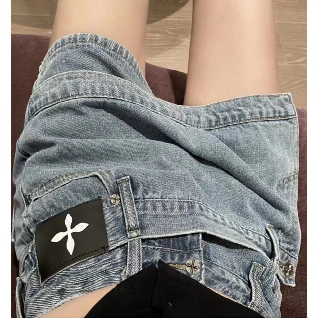 Quần Short Chất Liệu Da Denim Thời Trang Mùa Hè 2022 Cho Nữ