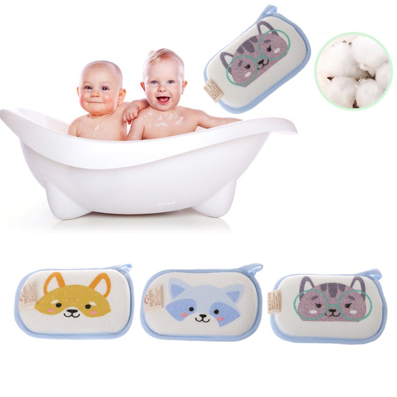 Mút xốp tắm cotton chà rửa cơ thể dành cho bé sơ sinh