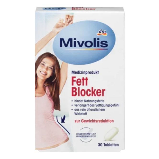 Viên giảm cân giảm mỡ bụng Fett Blocker Mivolis ngăn hấp thu chất béo và tinh bột, thanh lọc cơ thể, 30 viên-Nội địa Đức