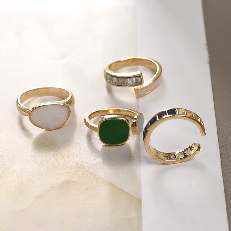 Nhẫn May Mắn Bằng Hợp Kim Màu Xanh Lá / Xanh Lá Phong Cách Hàn Quốc Cá Tính Có Thể Điều Chỉnh