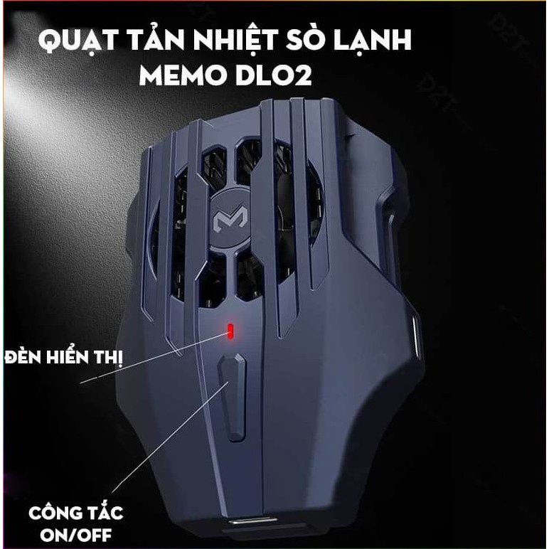 Quạt tản nhiệt gaming sò lạnh siêu mát Memo DL02 cho điện thoại có nút bật