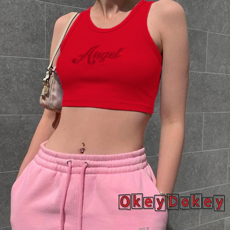 Áo Thun Không Tay Cổ Tròn In Chữ Thời Trang Gợi Cảm Cho Nữ