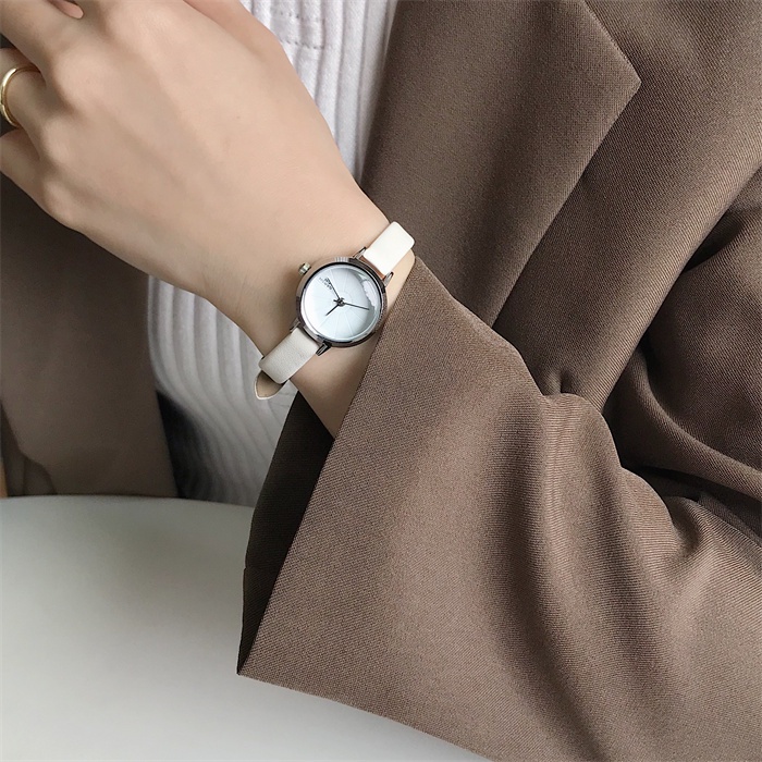 Đồng hồ nữ đeo tay dây da chính hãng mặt tròn chống nước giá rẻ phong cách Hàn Quốc ulzzang vinatge BARSH BS02