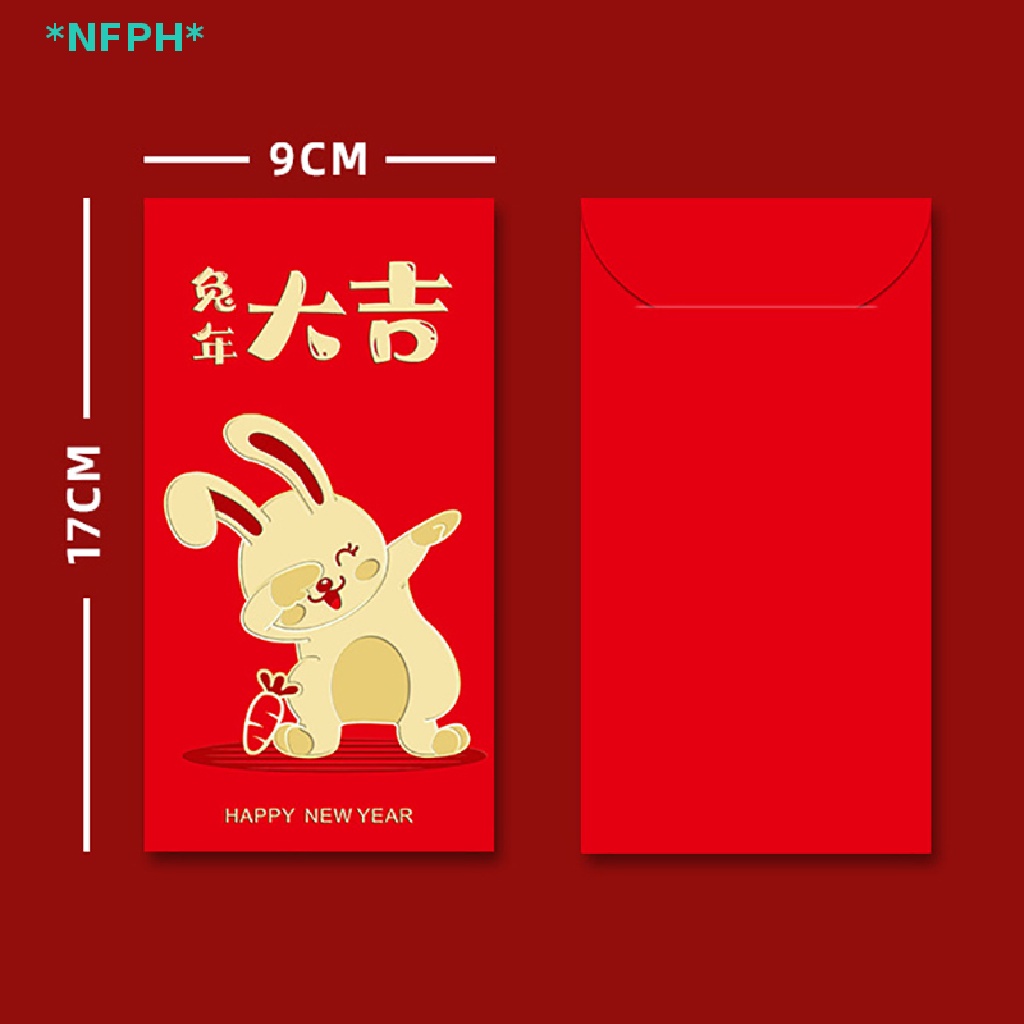 Set 6 Bao Lì Xì Mừng Năm Mới 2023 Hình Thỏ Phong Cách Trung Hoa