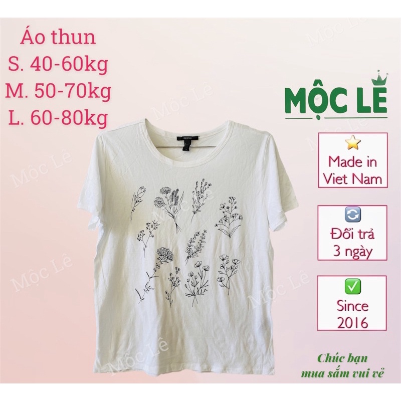 Áo thun nữ F21 vnxk mỏng nhẹ mát trắng hoa đen vintage(hình thật+clip)