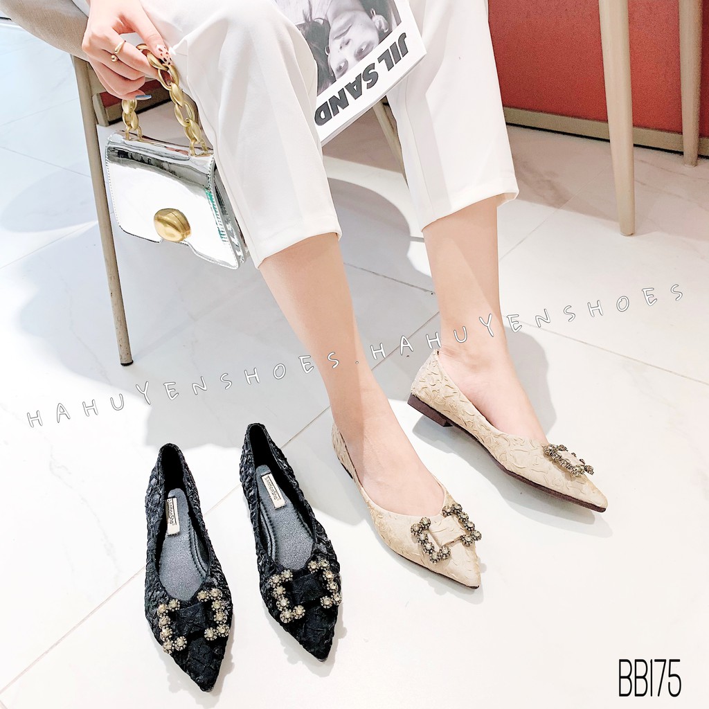 Bệt nữ HHS lụa xốp mũi nhọn đá tròn đứt Hà Huyền Shoes - BB175 | BigBuy360 - bigbuy360.vn
