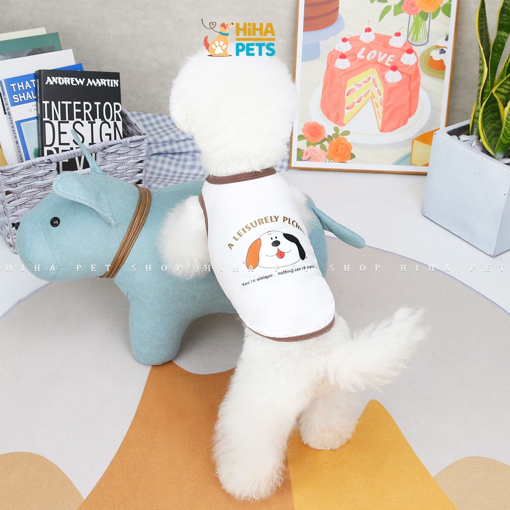 Áo Thun Cho Chó Mèo Vải Cotton Mát Mẻ Quần Áo Thú Cưng Ba Lỗ Mùa Hè Dễ Thương Hihapet.