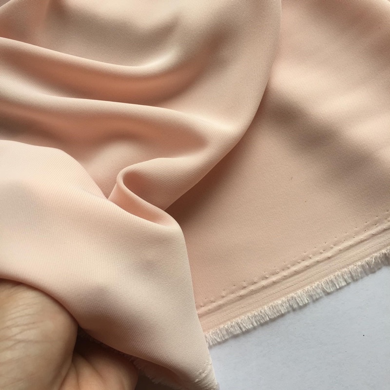 Vải chất chéo hàng xuất hàn màu nude hơi ánh cam may váy xinh