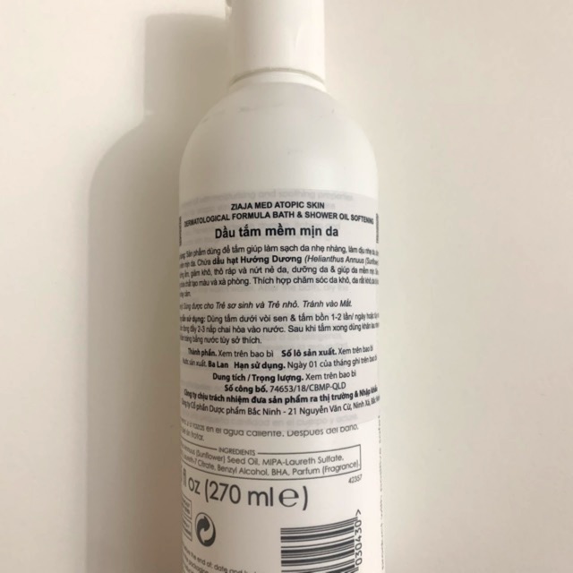 (CHÍNH HÃNG) Dầu tắm dưỡng ẩm Ziaja Med Atopic 270ml | BigBuy360 - bigbuy360.vn