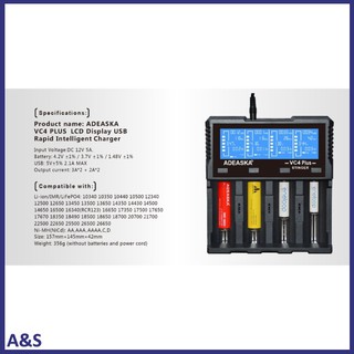 ADEASKA VC4 PLUS LCD Display USB Rapid Intelligent Charger for