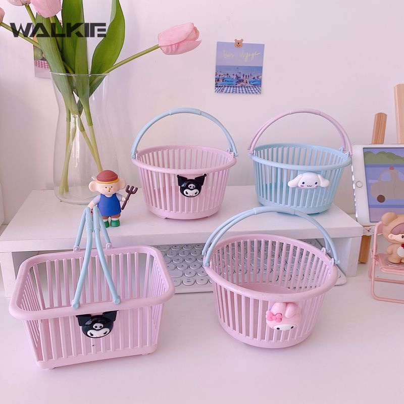 Giỏ Đựng Đồ Mua Sắm Bằng Nhựa In Họa Tiết Hoạt Hình Kuromi Cinnamoroll My Melody Dễ Thương Để Bàn Tiện Dụng