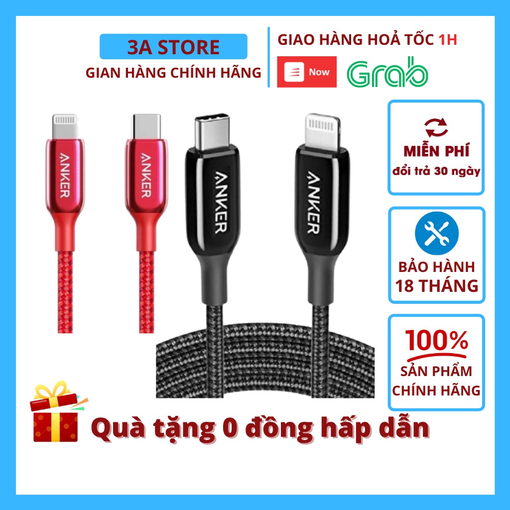 Dây cáp sạc ANKER A8843 1.8m Usb-C to Lighting Powerline + III - Sạc nhanh IPad IPhone 8 X Xs Xr 11 12 Pro Max