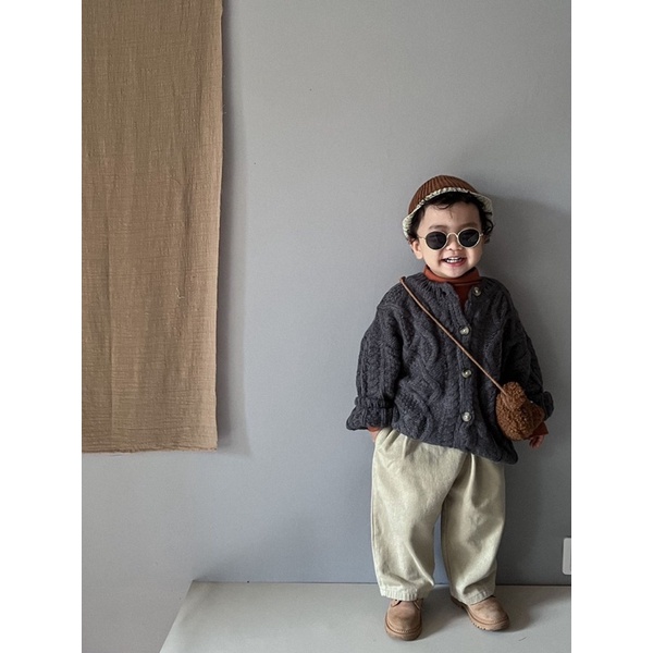 Áo Len Cardigan Vặn Thừng Cho Bé Gái- Chất Liệu Len Cao Cấp Hãng Mtiny Queen - Hàng Quảng Châ