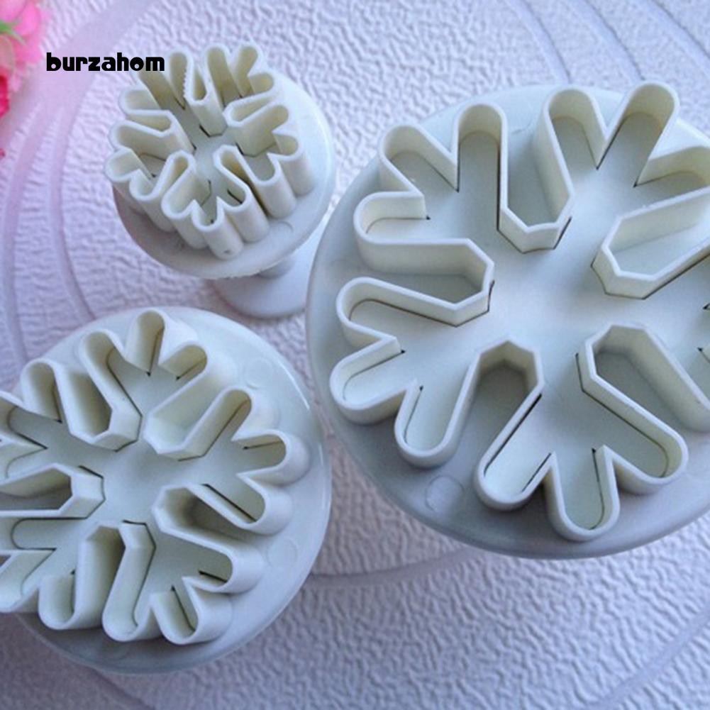 Set 3 khuôn cắt kẹo mềm trang trí bánh tạo hình bông tuyết