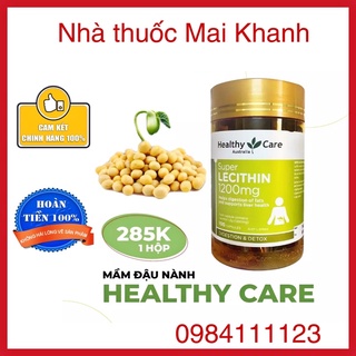 Mầm đậu nành Úc healthy care Superlecithin 100viên (date 2023)