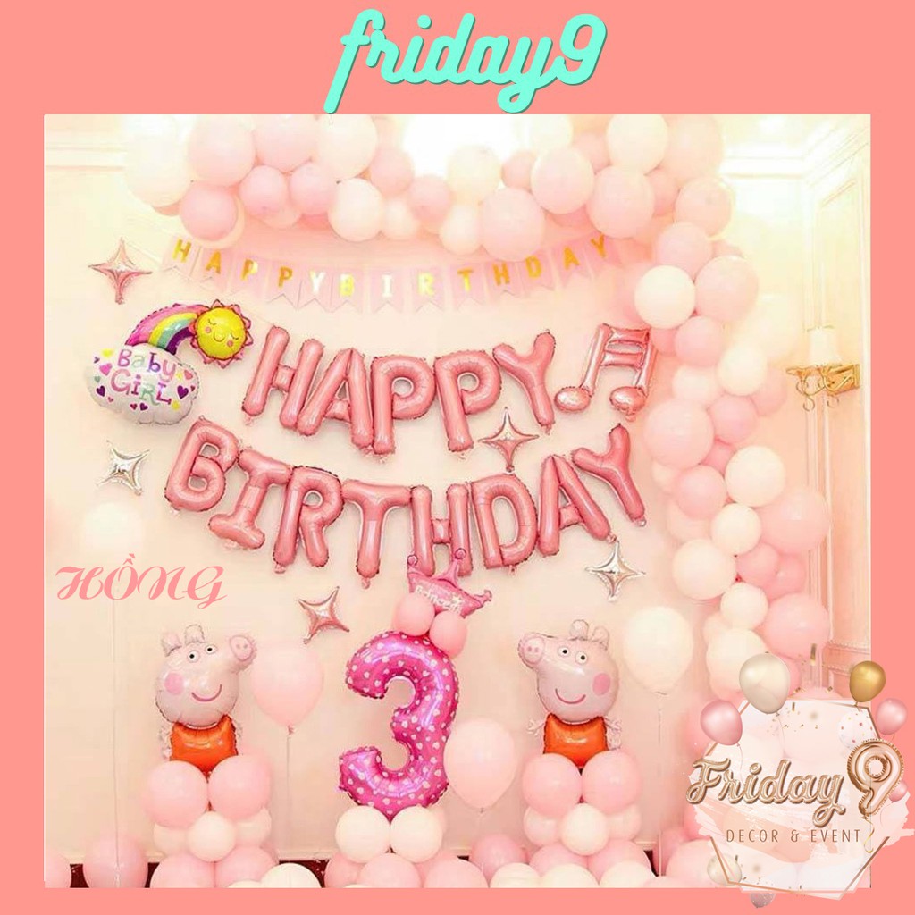 Combo bong bóng dây chữ happy birthday bong kiếng trang trí tiệc sinh nhật FD9DB-Friday9 Decor